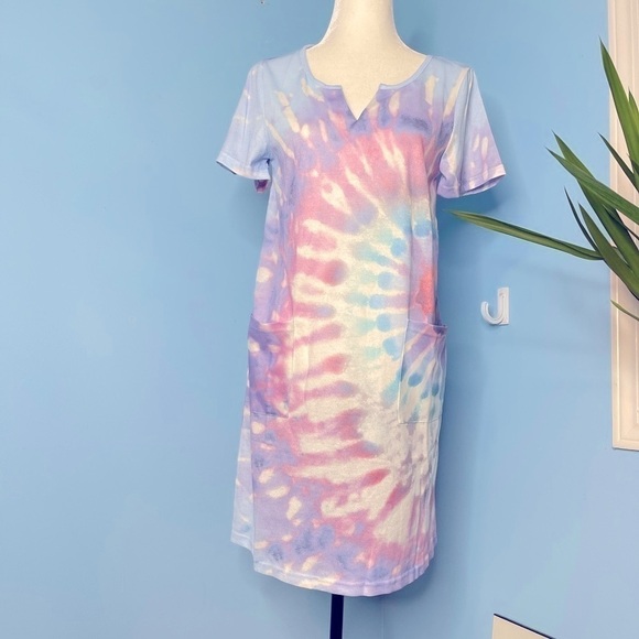 new Purple Tie-dye T-shirt Dress US S - Picture 2 of 7